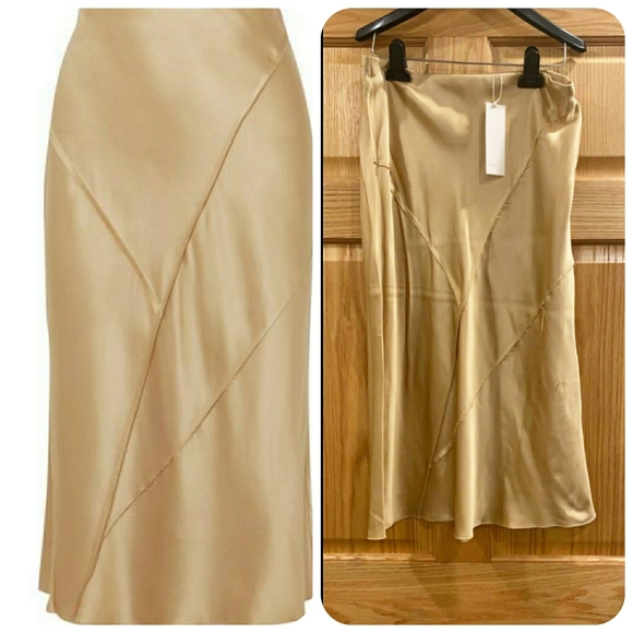 Vince Paneled Silk Satin Midi Skirt - Picture 3 of 11